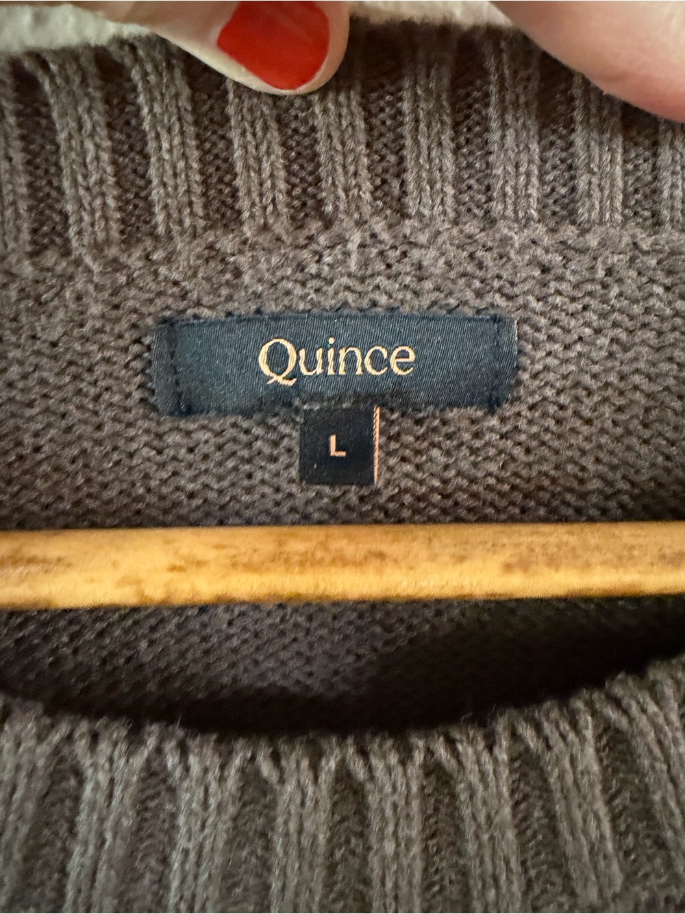 Quince 100% Organic Cotton Boyfriend Crew Sweater, Heather Brown, Large - Picture 9 of 15